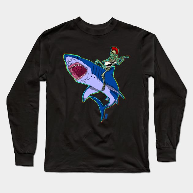 SSG (Shark Skeleton Guitar) Long Sleeve T-Shirt by Chris LaBonte